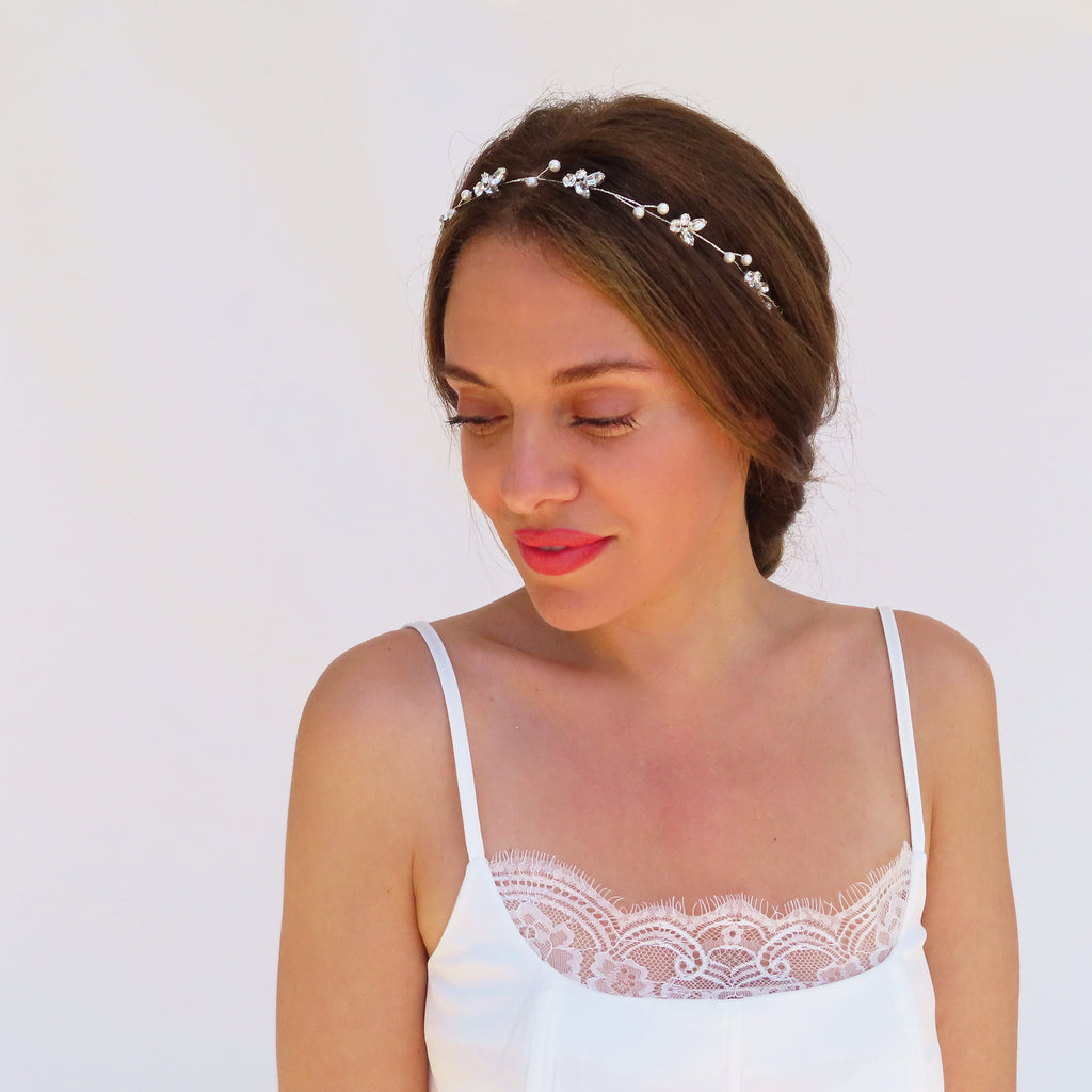 Silver Wedding Crystal Headband 