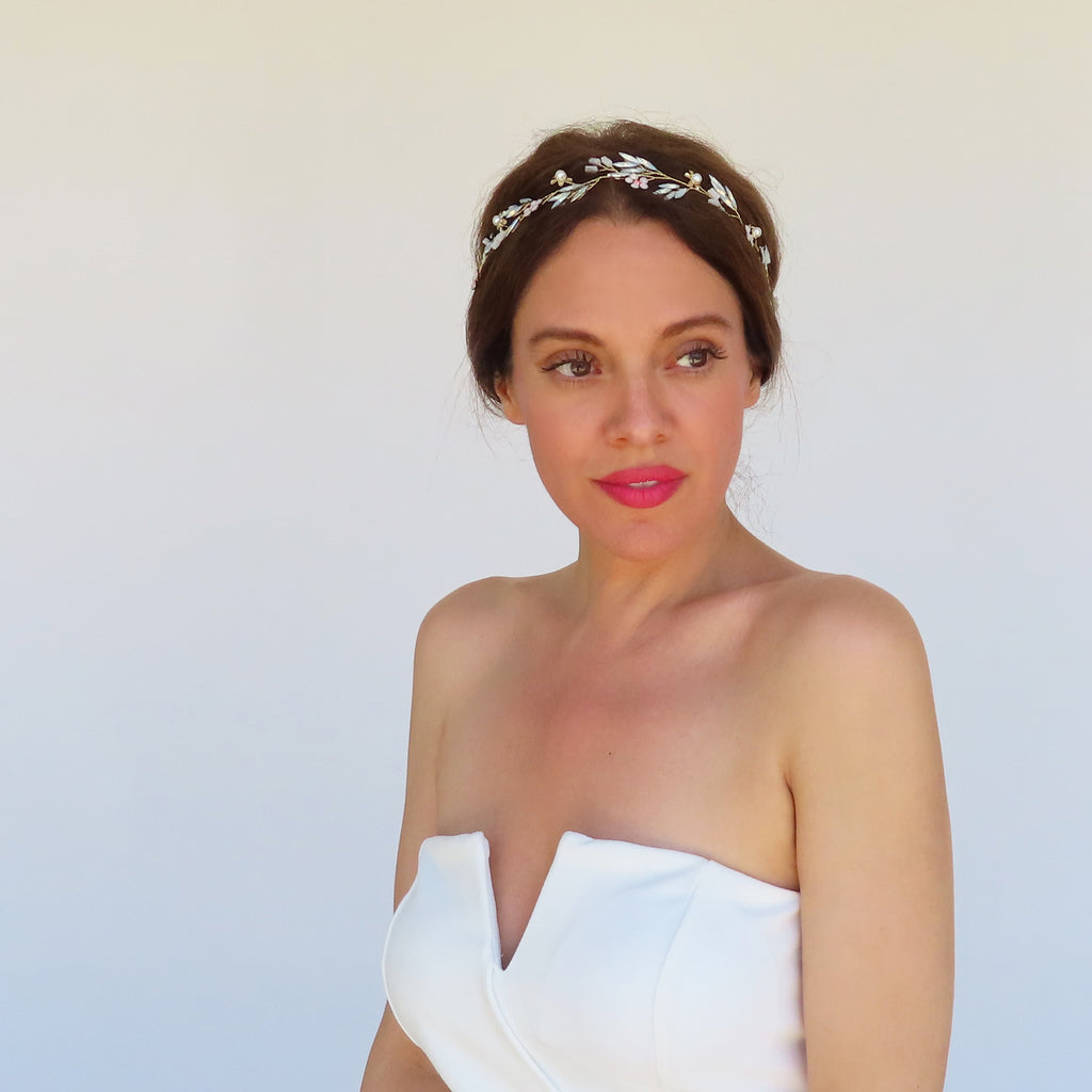 bride headband back