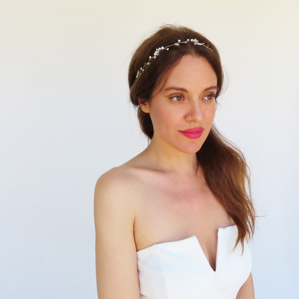 gold bride headband