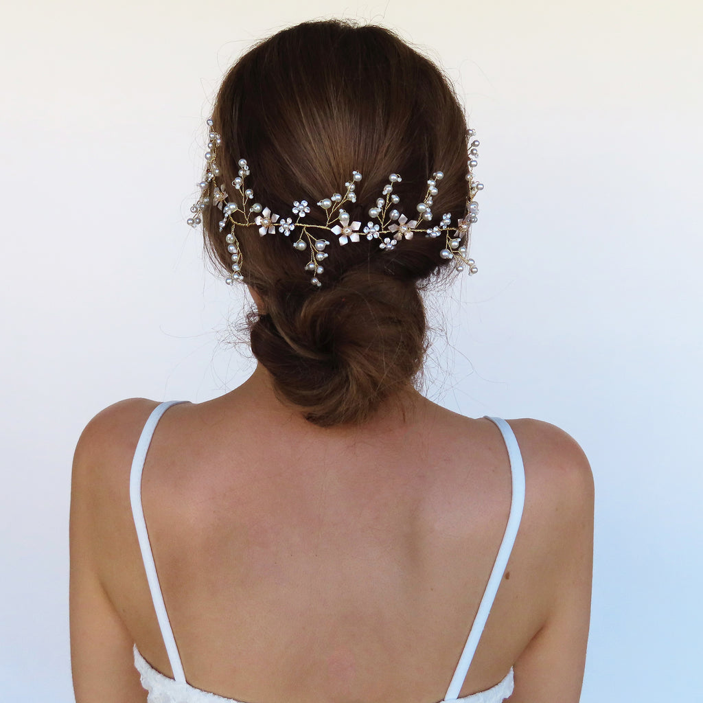 flower headpiece for bride updo style