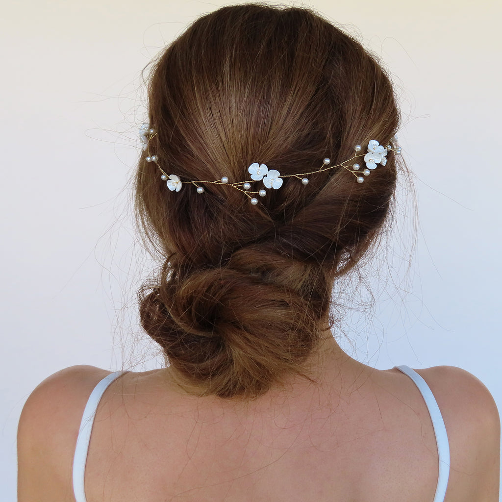 floral back of head hair vine hair accessory