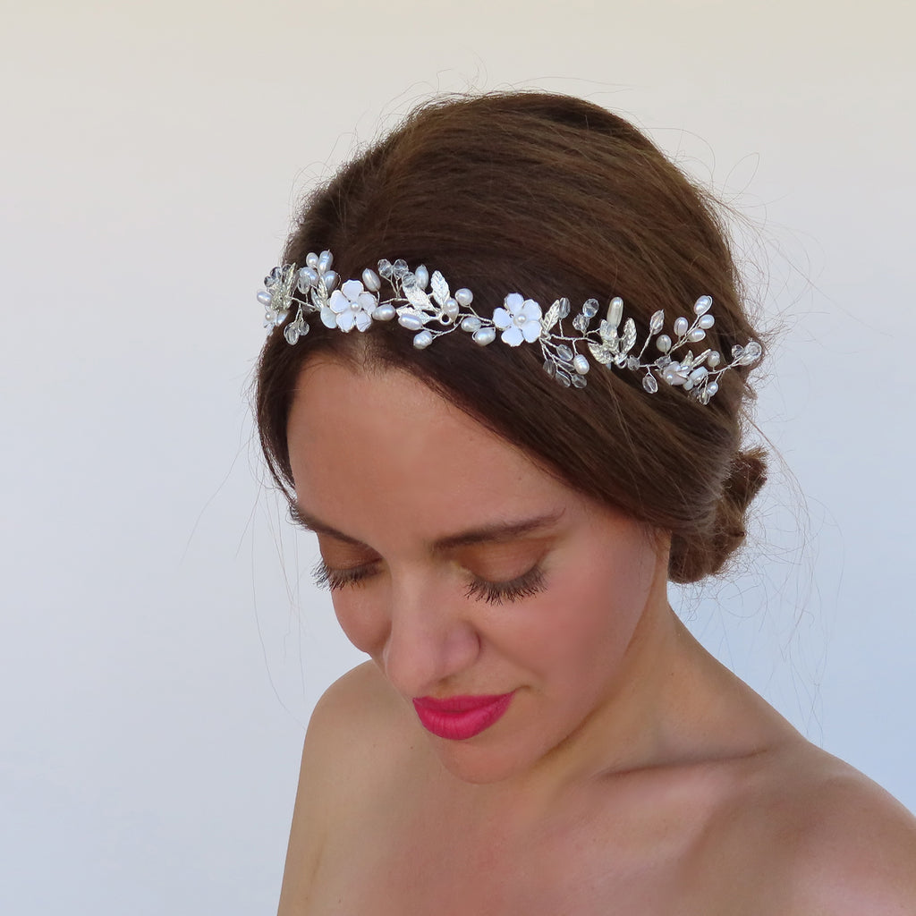 bridal hair vine with leaves