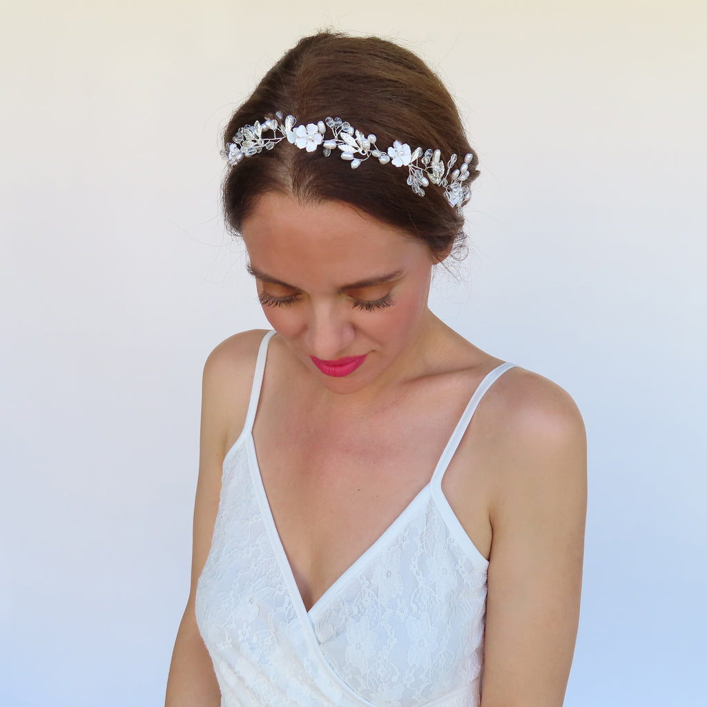 bridal headband with flowers