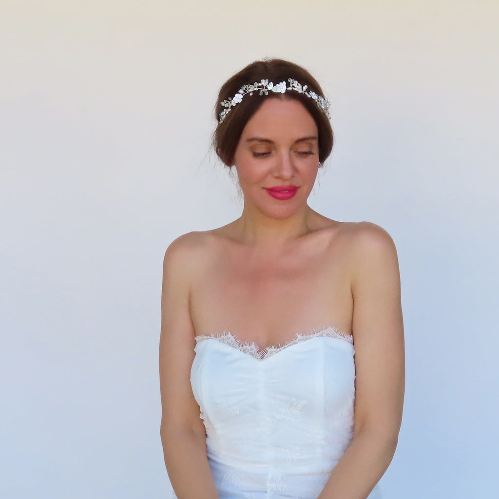 white flower bridal tiara